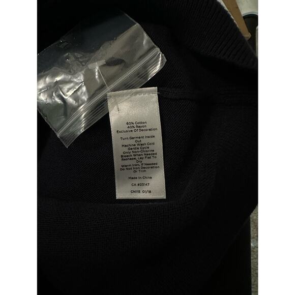 Talbots embellished Pom Pom lama sweater women’s size SP Navy - Picture 5 of 6